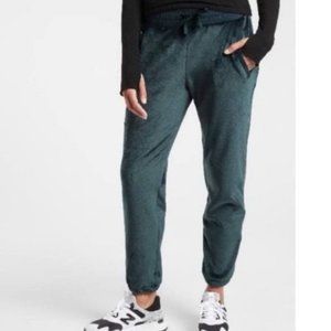 Athleta Size Small Double Cozy Karma Velour Recovery Joggers Plush Fleece Green